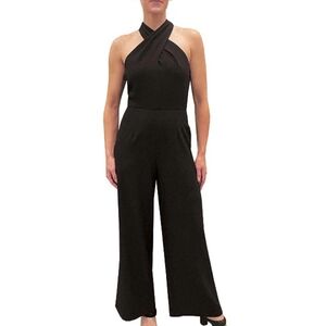 EUC Julia Jordan Stretch Criss Cross Halter Neckline Sleeveless Jumpsuit $139 6